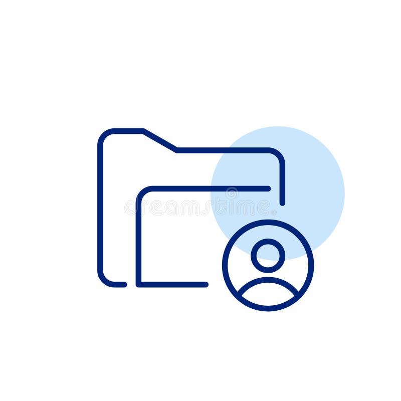 Personalized or user-specific file storage and organization using an icon featuring a folder and a user symbol. Vector royalty free illustration