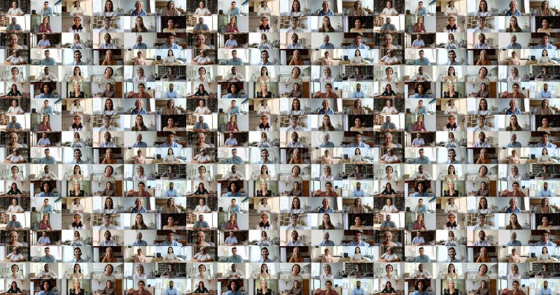 Persone di razza e generazione diverse guardano al collage della telecamera fotografia stock