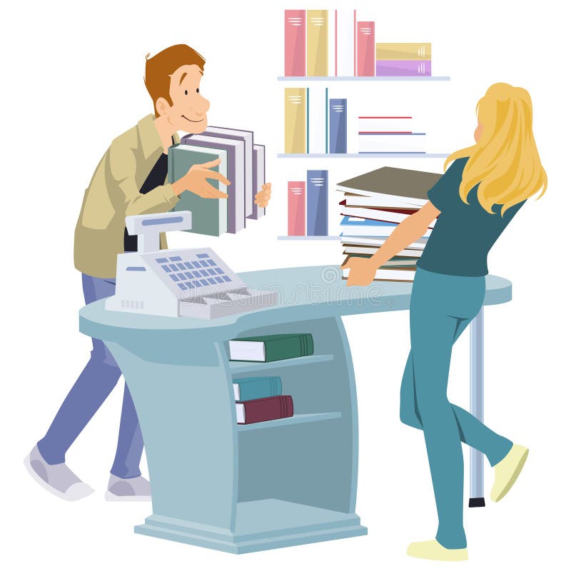 Personer i bokhandel. tid att läsa. tonåringar läser bok. illustration för Internet och mobil webbplats vektor illustrationer