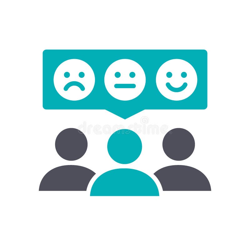 Personer med känslor i chattbubbelfärgad ikon Klienttillfredsställelse, lyckliga kunder, positiv feedbacksymbol stock illustrationer