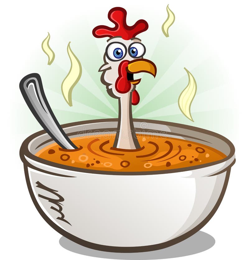 Personnage de dessin animé de potage au poulet illustration libre de droits Personnage de dessin animé de potage au poulet illustration libre de droits
