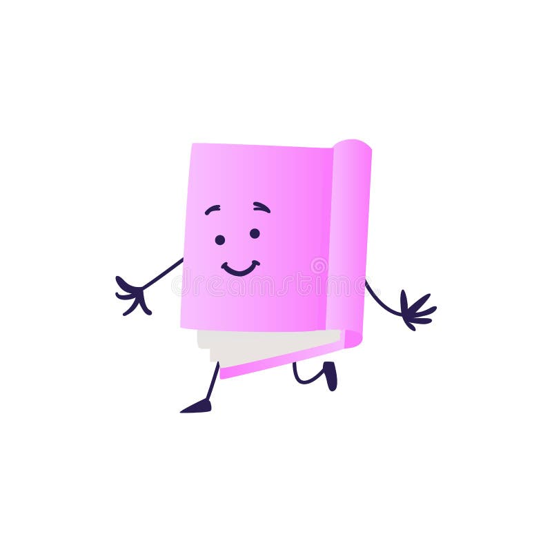 Personnage de dessin animé mignon de livre fonctionnant en avant d'isolement sur le fond blanc illustration stock