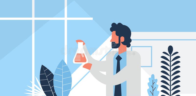 Personnage de dessin animé plat travaillant de portrait de pièce de laboratoire de chimie d'industrie pharmaceutique de verrerie illustration de vecteur Personnage de dessin animé plat travaillant de portrait de pièce de laboratoire de chimie d'industrie pharmaceutique de verrerie illustration de vecteur