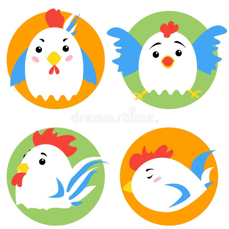 Personnages de dessin animé mignons de coq illustration stock