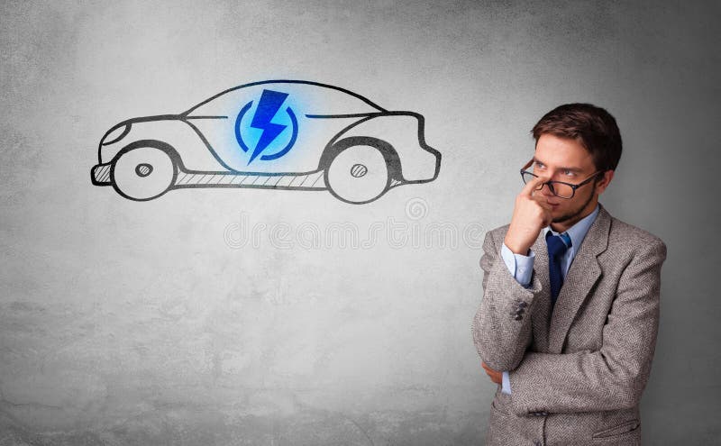 Personne pensant avec le concept tir? de voiture images stock Personne pensant avec le concept tir? de voiture images stock