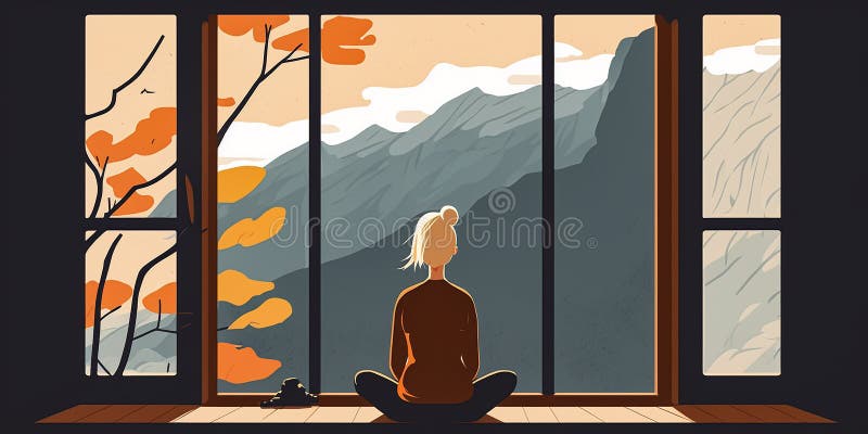 Personne pratiquant la pleine conscience ou la méditation illustration de vecteur