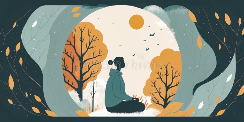 Personne pratiquant la pleine conscience ou la méditation illustration de vecteur