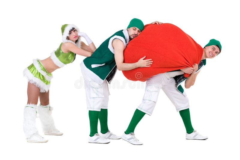 Personnes amicales habillées comme gnomes drôles photos libres de droits Personnes amicales habillées comme gnomes drôles photos libres de droits