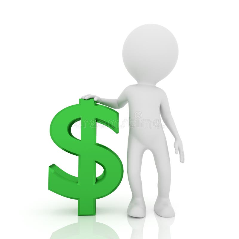 Personnes de race blanche avec le symbole dollar Concept d'homme d'affaires sur le fond blanc rendu 3d illustration stock Personnes de race blanche avec le symbole dollar Concept d'homme d'affaires sur le fond blanc rendu 3d illustration stock