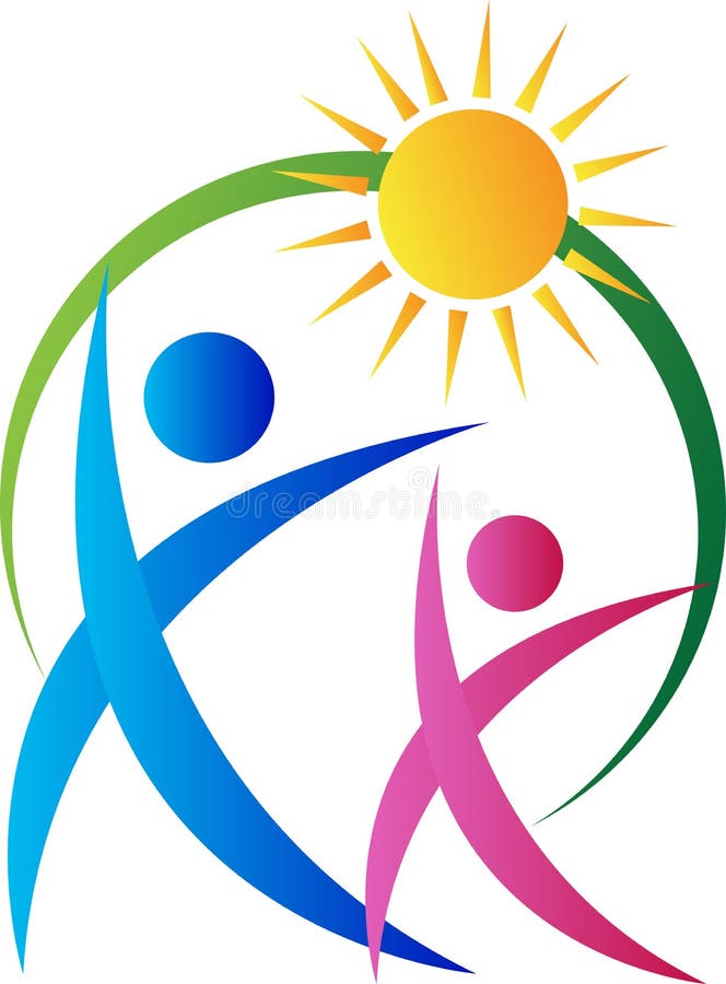 Personnes heureuses avec le soleil illustration de vecteur Personnes heureuses avec le soleil illustration de vecteur