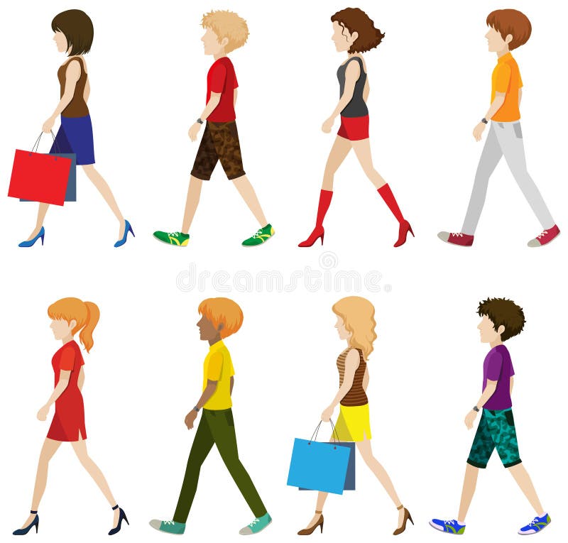 Personnes à la mode marchant sans visages illustration de vecteur Personnes à la mode marchant sans visages illustration de vecteur