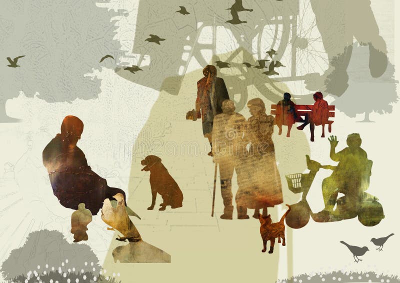 Personnes âgées en parc illustration stock Personnes âgées en parc illustration stock