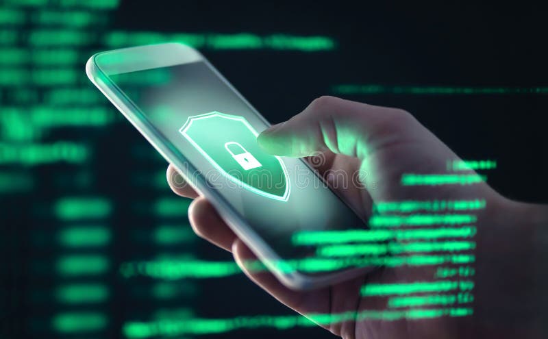 Persoonlijke gegevens van mobiele telefoons en dreigingsconcept voor cyberbeveiliging Telefoonfraude Smartphone gehackt met illeg