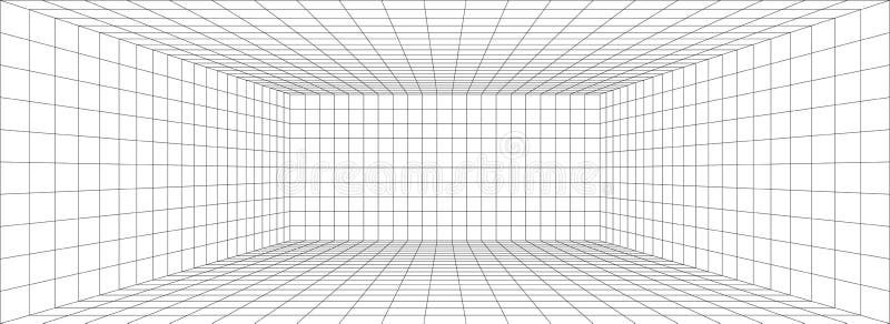 Perspective grid background 3d Vector illustration. Model projection background template. Line one point perspective