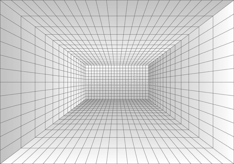 Perspective grid room. Wireframe abstract cube. Data digital visualization. Vector illustration vector illustration