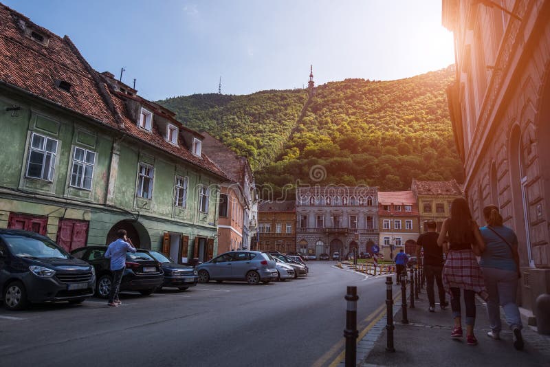 Perspective landscape of old european city Brasov, Romania royalty free stock photos Perspective landscape of old european city Brasov, Romania royalty free stock photos