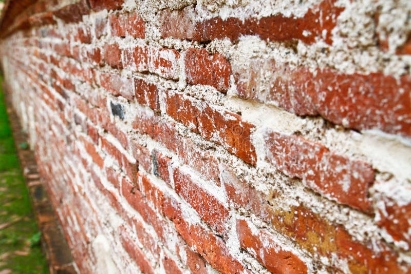 Perspective of old brick wall