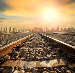 Perspective Of Railway Track Forward To Building In City Stock Image Perspective Of Railway Track Forward To Building In City Stock Image