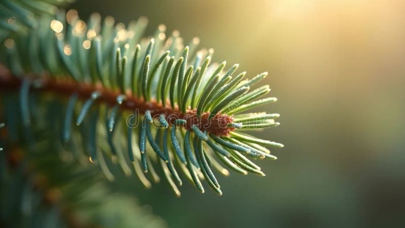 Perspective rapprochée d'une branche d'épinette verte dynamique avec filtre doux au soleil illustration libre de droits