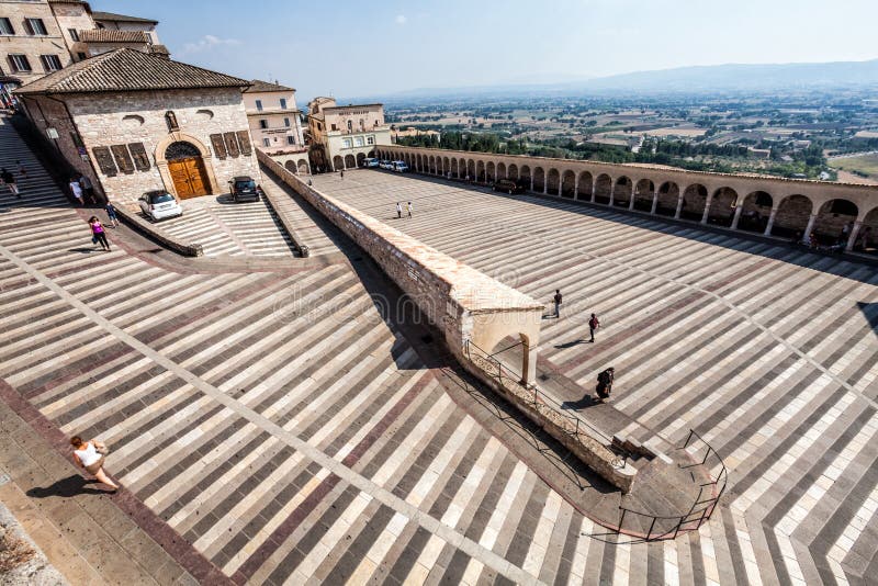 Perspective of the square of St. Francis of Assisi. royalty free stock image Perspective of the square of St. Francis of Assisi. royalty free stock image