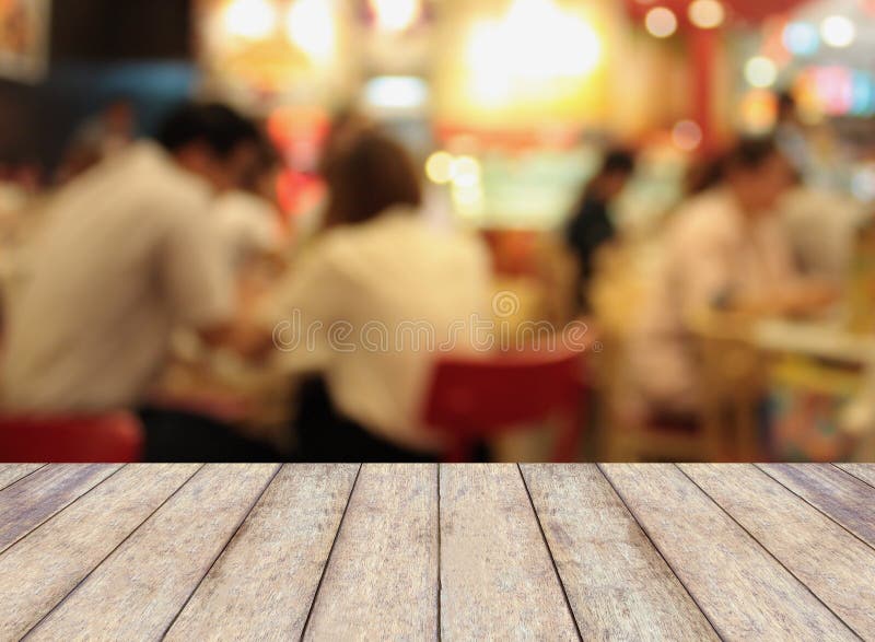 Perspective wood with blurred cafe bokeh light background, product display template stock photography Perspective wood with blurred cafe bokeh light background, product display template stock photography