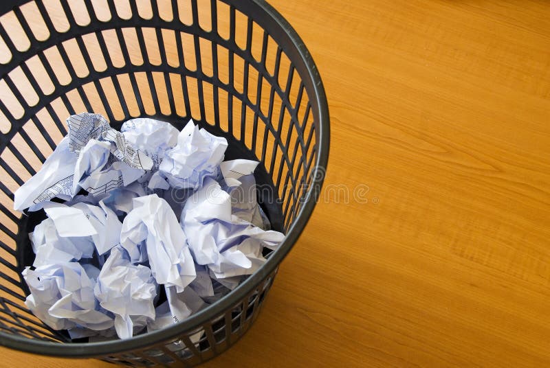 Scratched papers in litter bin. Wasted paper background. Scratched papers in litter bin. Wasted paper background.