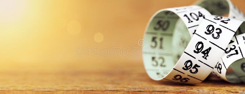 Perte de poids, régime - bannière de mesure de bande photo stock Perte de poids, régime - bannière de mesure de bande photo stock
