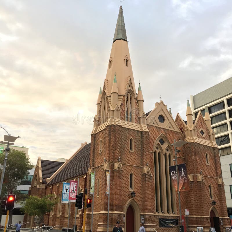 Cathedral facade in Perth stock image. Image of architecture 136148173