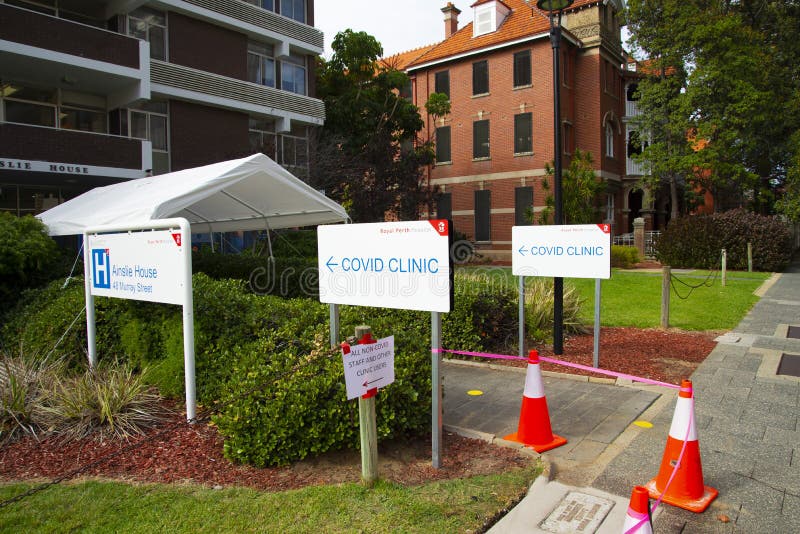 Covid clinic testing site at the Royal Perth Hospital. Covid clinic testing site at the Royal Perth Hospital