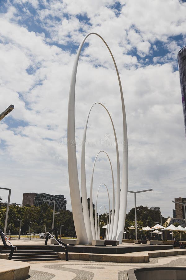 The Spanda Sculpture on Elizabeth Quay`s in Perth CBD and Skyline View ...