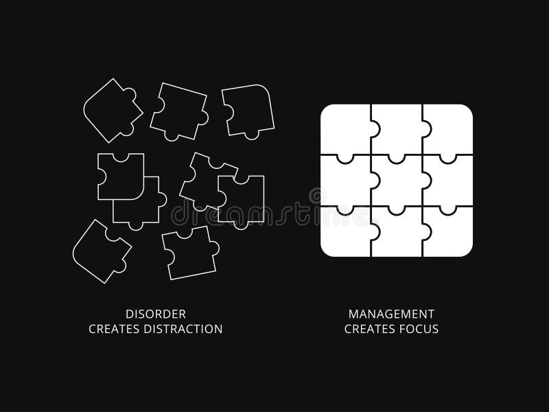 The Disorder and the complete puzzle. Vector Illustration. The Disorder and the complete puzzle. Vector Illustration.