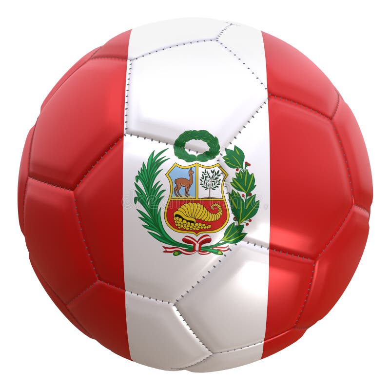 Peru Flag On Football Ball, 2018 Championship, White Background Stock ...