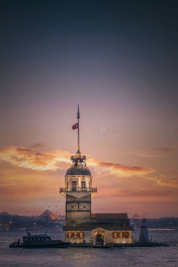 The Maiden's Tower, also known as Leander's Tower (Tower of Leandros) in Istanbul, Turkey. The Maiden's Tower, also known as Leander's Tower (Tower of Leandros) in Istanbul, Turkey