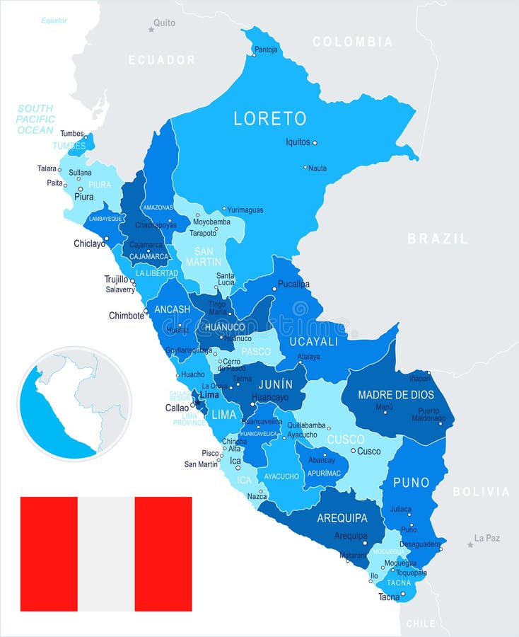 Peru - Map and Flag Illustration Stock Illustration - Illustration of ...