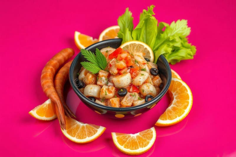 Peruvian Ceviche på Magenta vektor illustrationer