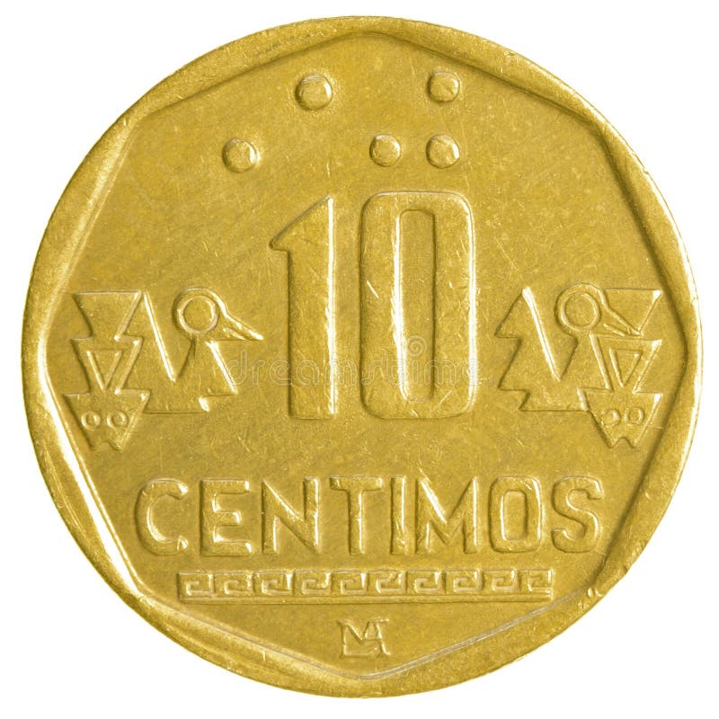 Esquiar no pagado Soleado 10 Centimos Coin, 1991~2015 - Nuevo Sol Circulation Serie, Bank of Peru  Stock Photo - Image of chimu, ivories: 152813360