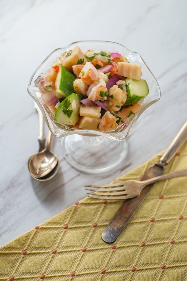Peruvian Shrimp Tilapia Ceviche Stock Photo Image of peruvian