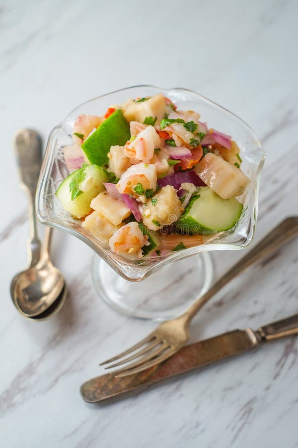 Peruvian Shrimp Tilapia Ceviche Stock Photo Image of lime, citrus
