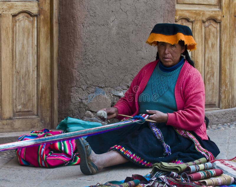 Peruvian woman weaving