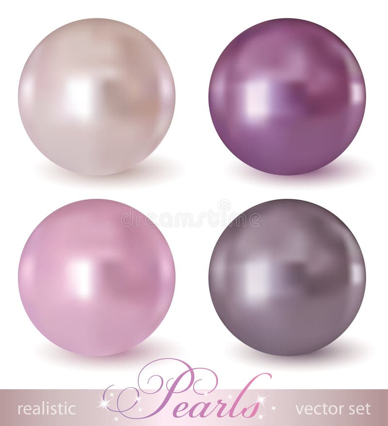 Set of realistic pearls on white background. Set of realistic pearls on white background