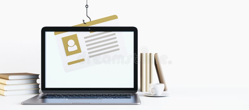 Pesca de malware y concepto de extorsión viral criptográfica con fondo de luz en blanco con lugar para tu texto publicitario y usu ilustración del vector