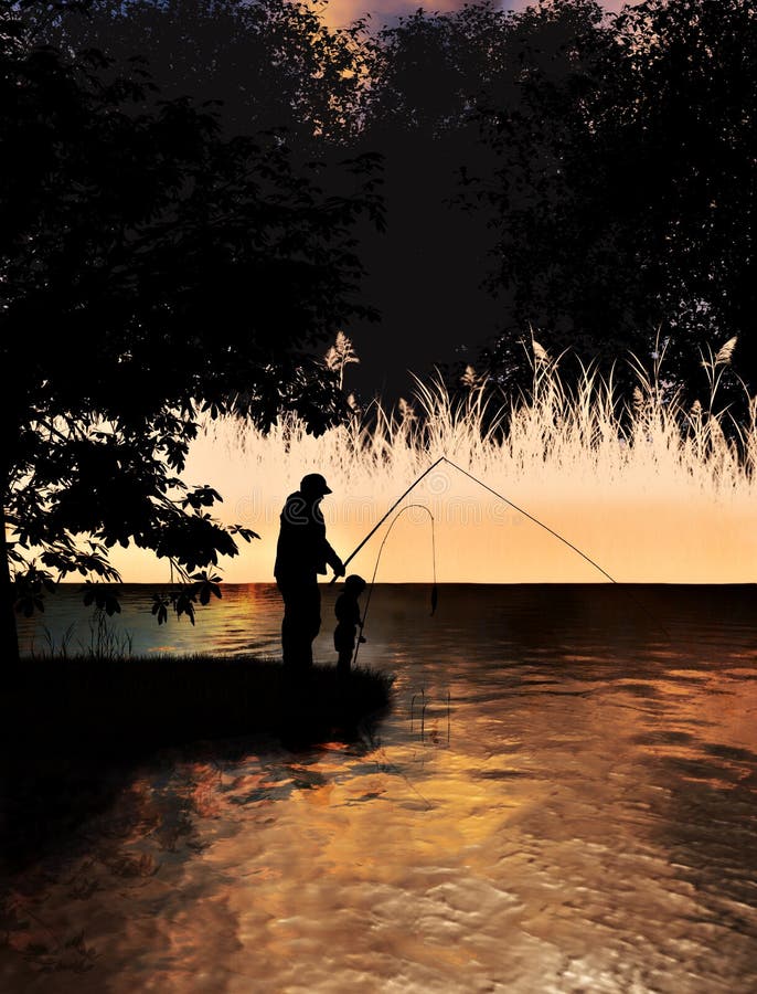 Pesca del padre y del hijo en concepto del lago fotos de archivo libres de regalías Pesca del padre y del hijo en concepto del lago fotos de archivo libres de regalías