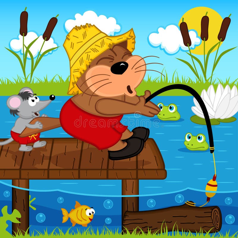 Pesca del ratón del gato libre illustration Pesca del ratón del gato libre illustration