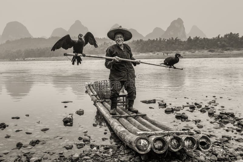 Pescador do cormorão fotografia de stock Pescador do cormorão fotografia de stock