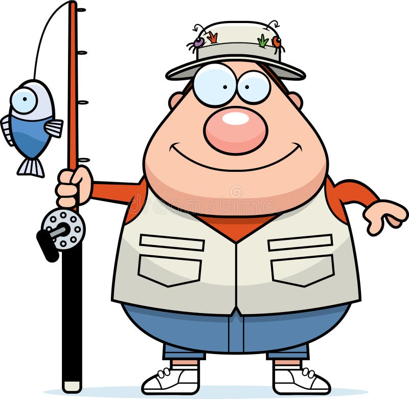 Pescador feliz dos desenhos animados