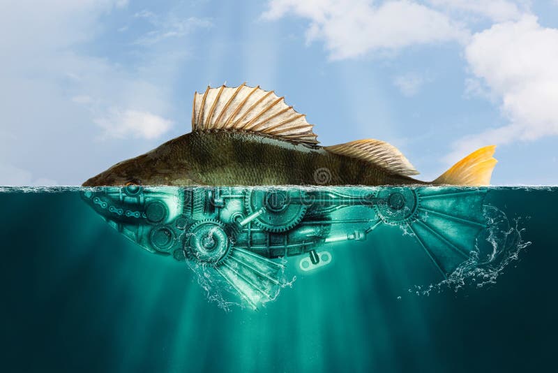 Pescados del estilo de Steampunk perca foto de archivo libre de regalías Pescados del estilo de Steampunk perca foto de archivo libre de regalías