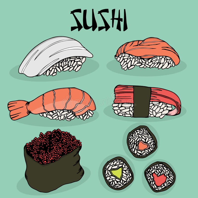 Pesce fresco giapponese dei sushi dell'alimento illustrazione di stock