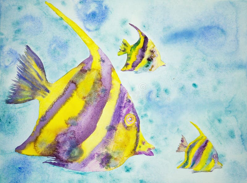 Pesce giallo e porpora di fantasia illustrazione vettoriale Pesce giallo e porpora di fantasia illustrazione vettoriale