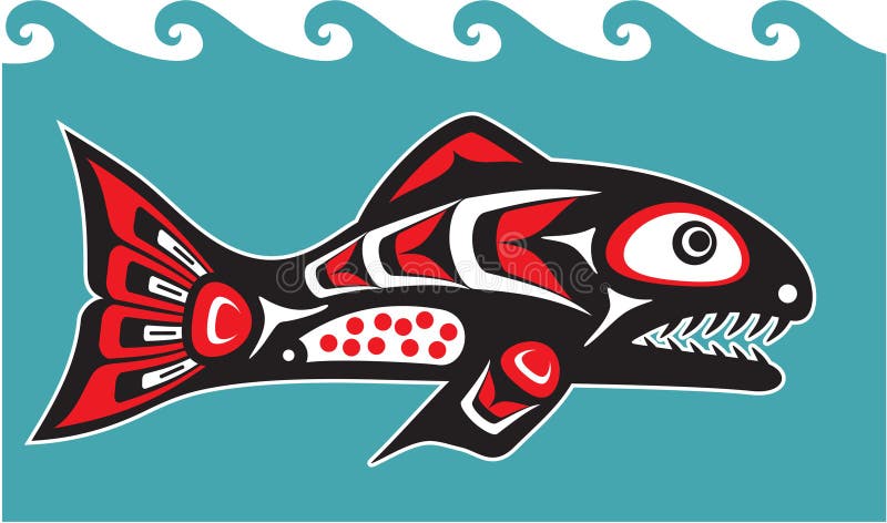 Pesci - salmoni - stile dell'nativo americano illustrazione vettoriale Pesci - salmoni - stile dell'nativo americano illustrazione vettoriale