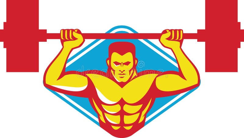 Pesos de elevación del culturista del Weightlifter retros ilustración del vector Pesos de elevación del culturista del Weightlifter retros ilustración del vector